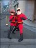 Elastigirl and Mr. Incredible in the Hollywood Pictures Backlot